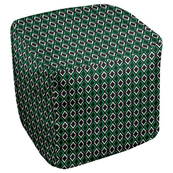 Katelyn Elizabeth Black & Green Arrow Diamonds Ottoman