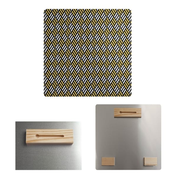 Katelyn Elizabeth Black & Yellow Stripe Diamonds Metal Print