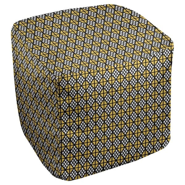 Katelyn Elizabeth Black & Yellow Diamonds Ottoman