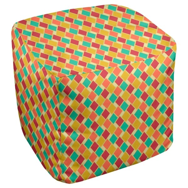 Katelyn Elizabeth Yellow & Orange Retro Diamonds Ottoman