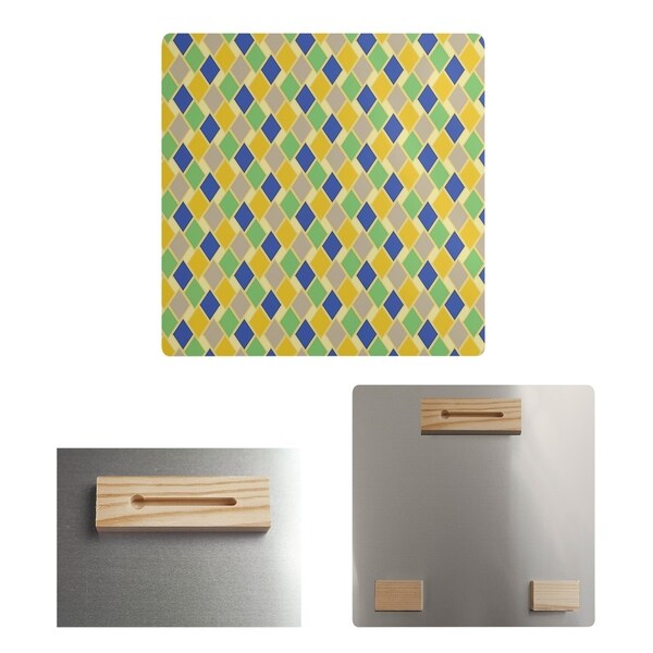 Katelyn Elizabeth Yellow & Blue Retro Diamonds Metal Print