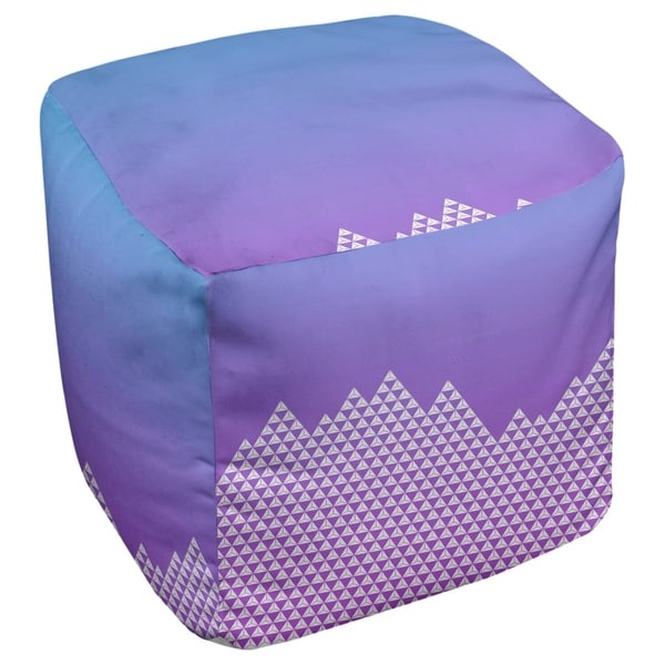 Katelyn Elizabeth Blue & Purple Mountain Pattern Ottoman