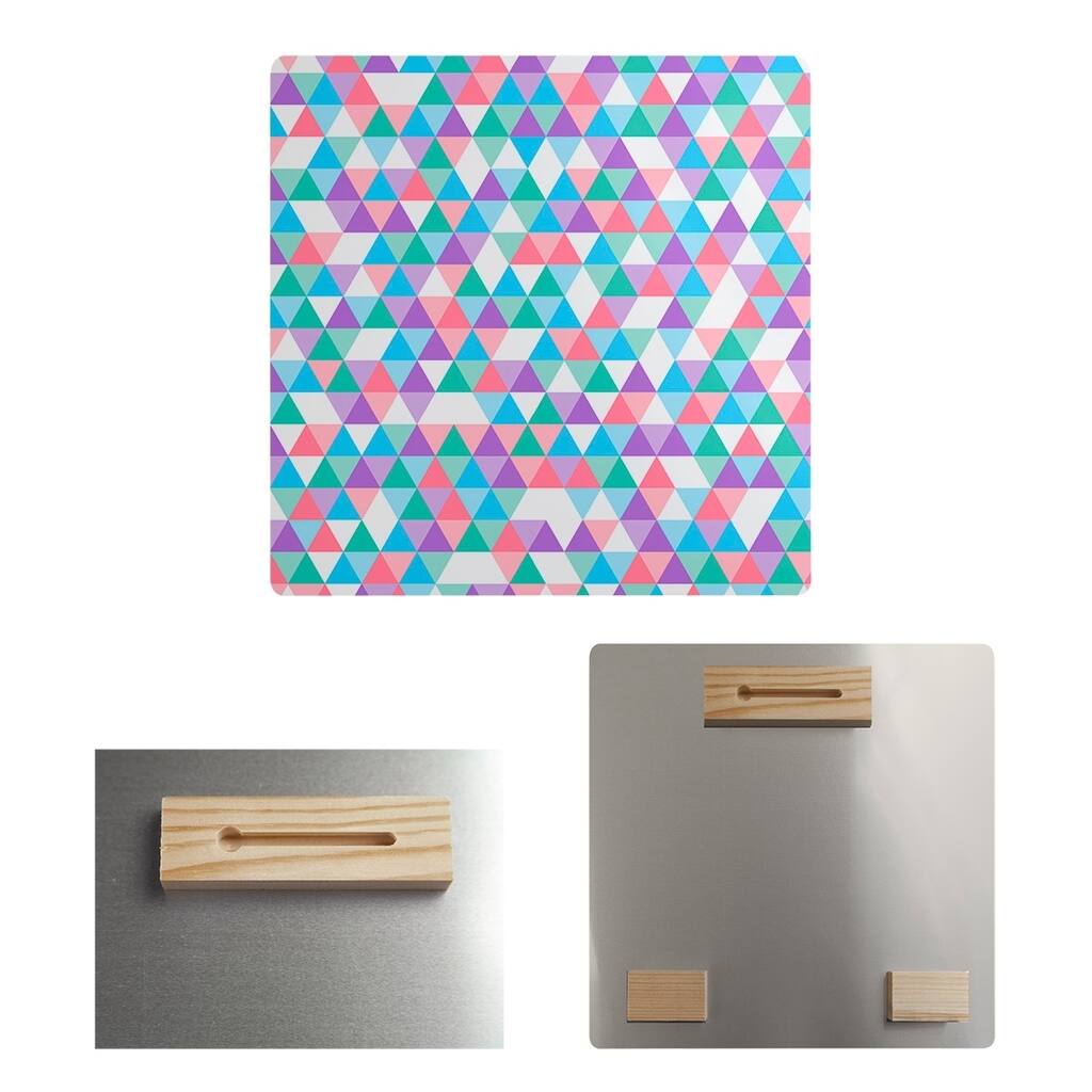 Katelyn Elizabeth Blue & Pink Triangle Pattern Metal Print