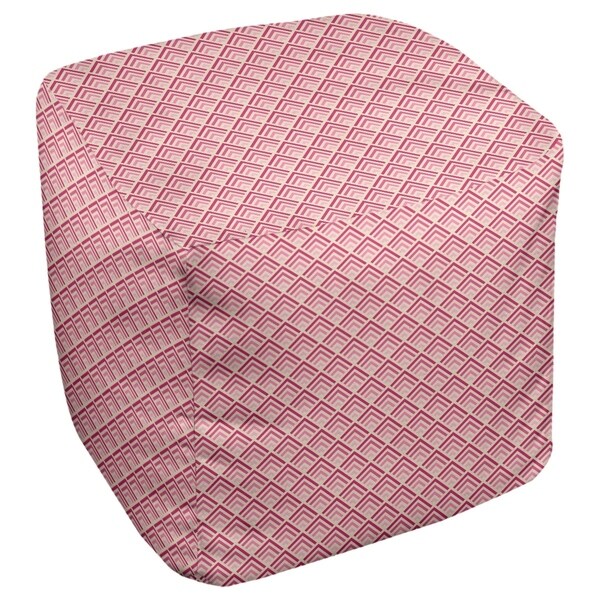 Katelyn Elizabeth Yellow & Pink Ombre Geometric Pattern Ottoman