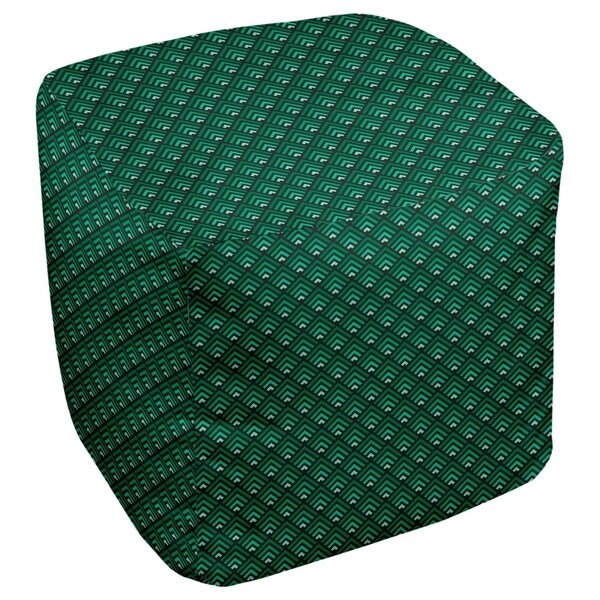 Katelyn Elizabeth Black & Green Ombre Geometric Pattern Ottoman