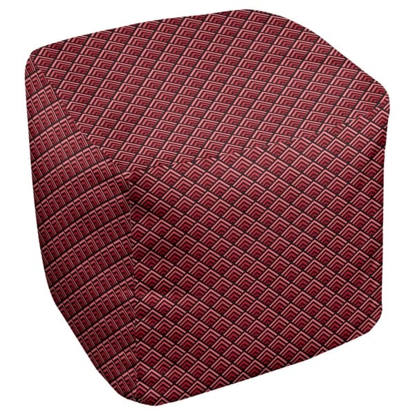 Katelyn Elizabeth Black & Red Reverse Ombre Geometric Pattern Ottoman