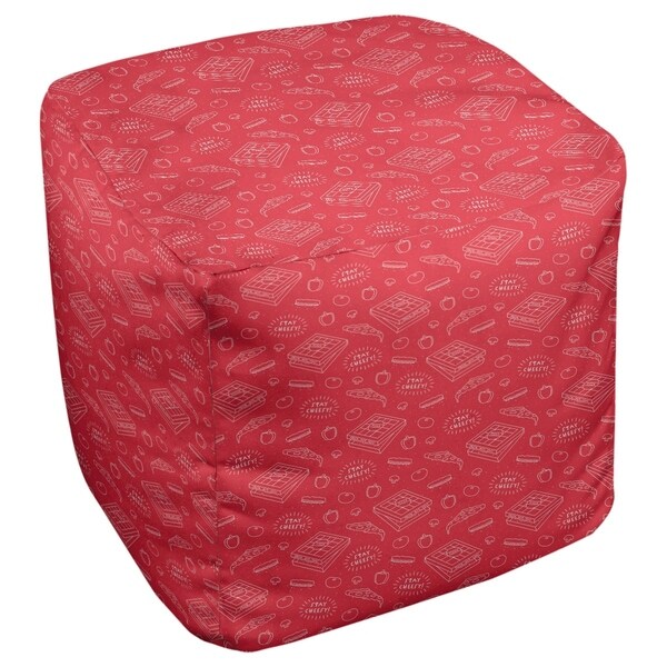 Katelyn Elizabeth Red Pizza Pattern Ottoman