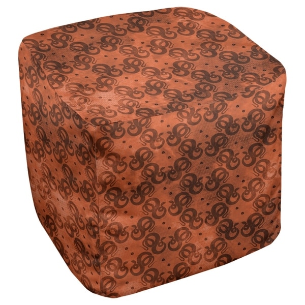 Katelyn Elizabeth Orange Snakes Pattern Ottoman