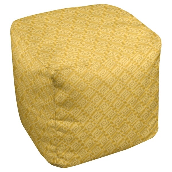Katelyn Elizabeth Yellow Square Maze Ottoman