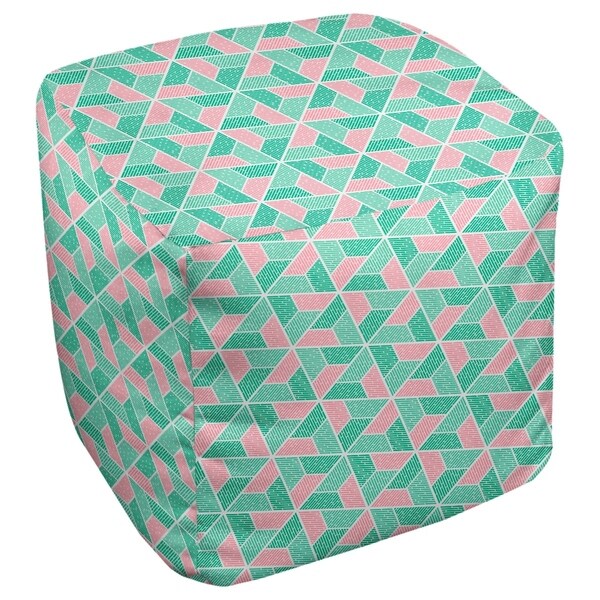 Katelyn Elizabeth Green & Pink Trapezoids Ottoman
