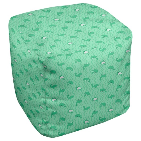 Katelyn Elizabeth Green Whales Pattern Ottoman