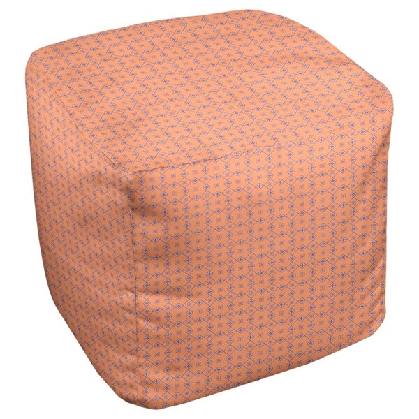 Katelyn Elizabeth Orange with Blue Doily Pattern Ottoman