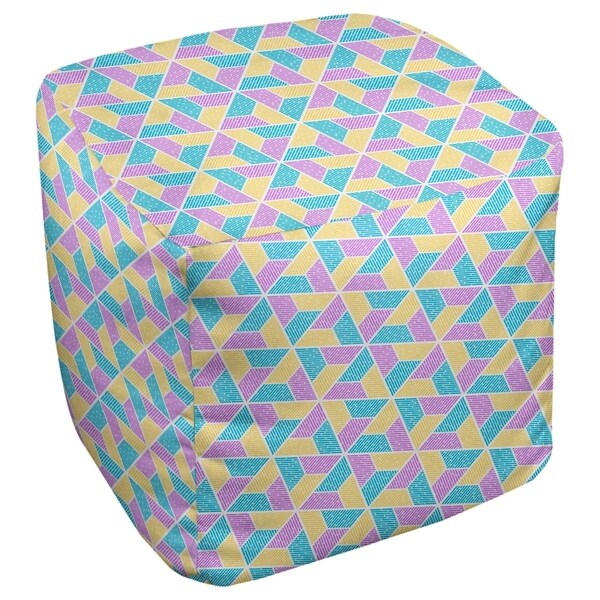 Katelyn Elizabeth Blue Yellow & Purple Trapezoids Ottoman