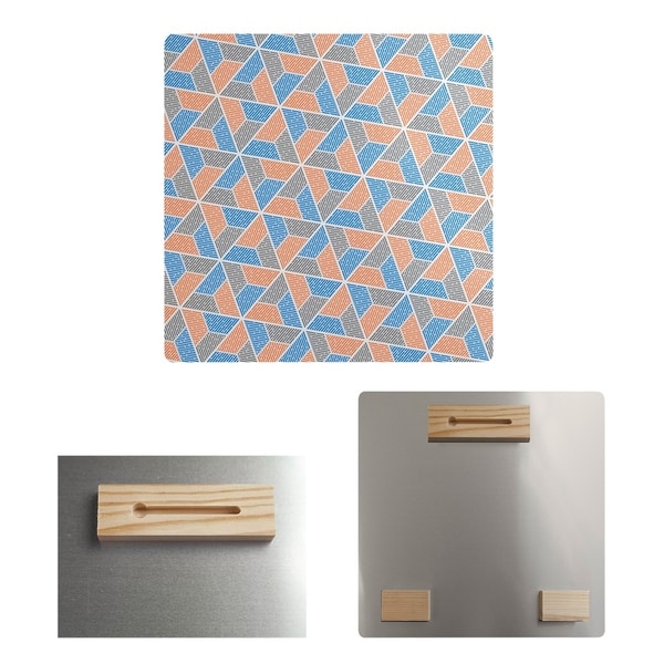 Katelyn Elizabeth Blue Orange & Gray Trapezoids Metal Print