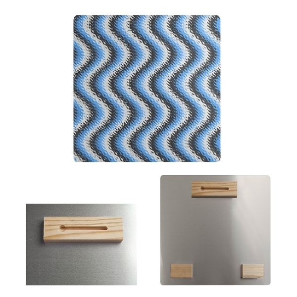 Katelyn Elizabeth Black & Blue Wavy Stripe Pattern Metal Print