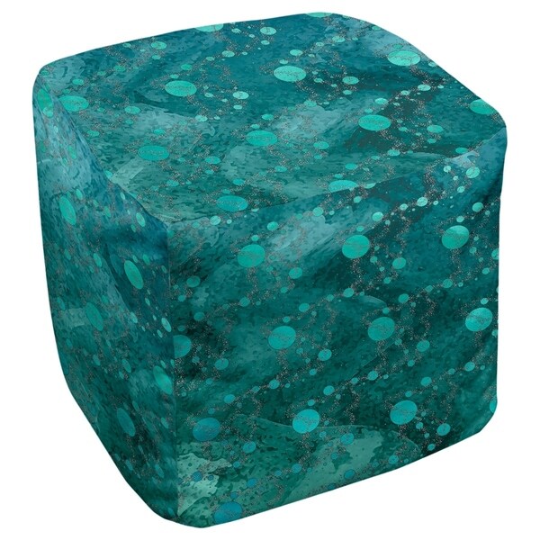 Katelyn Elizabeth Green & Blue Planets & Stars Ottoman