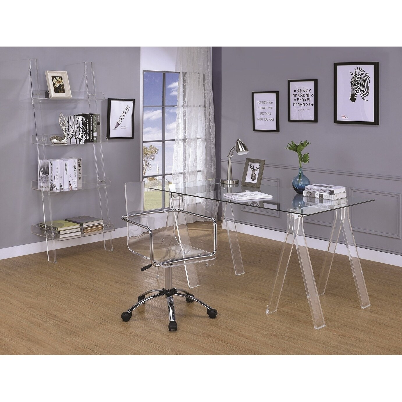 Shop Modern Design Home Office Collection Glass Desk With Acrylic