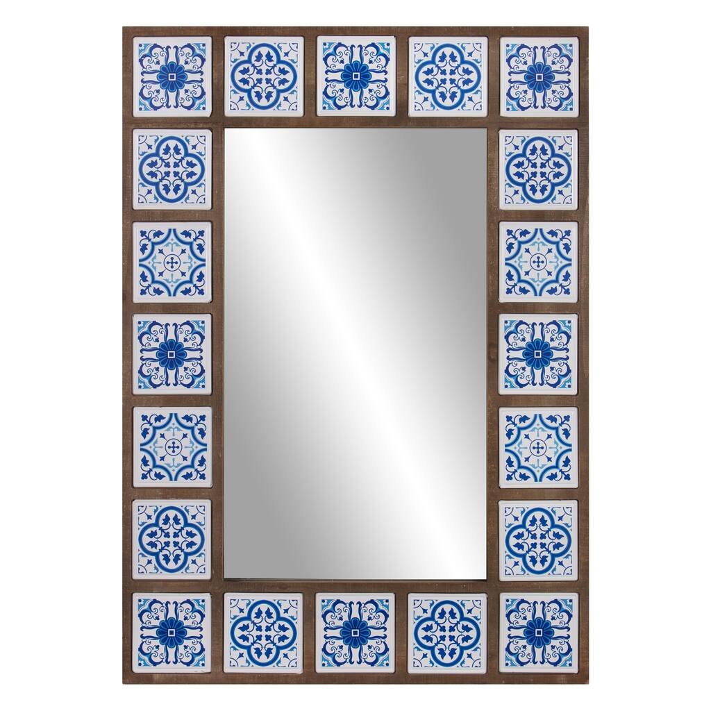 Patton Wall Decor 28x38 Indigo Moroccan Tile Framed Wall Mirror