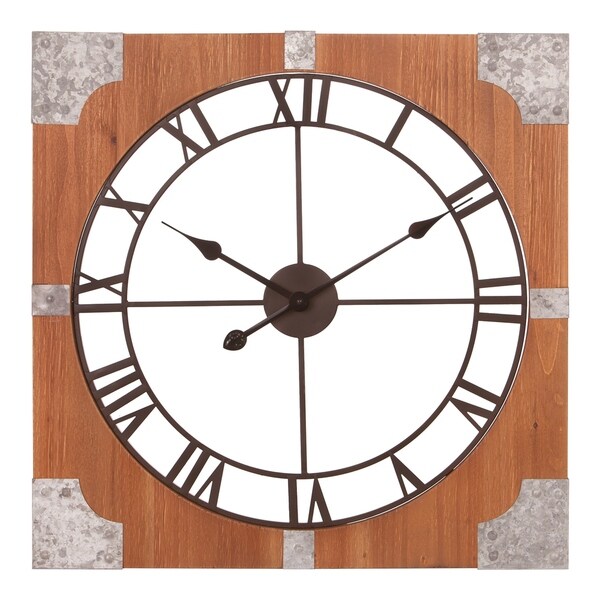 Shop 24" Square Rustic Wood & Metal Cut Out Roman Numeral ...