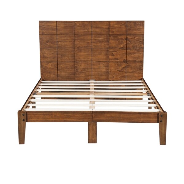 Shop Sleeplanner Rustic Solid Wood Platform Bed Frame With Headboard