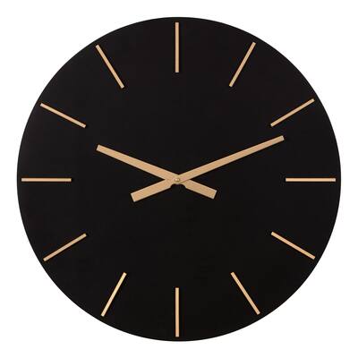 Patton Wall Decor 24 Inch Modern Minimalist Black and Gold Wall Clock