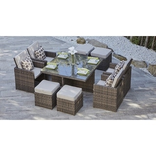 9-piece Outdoor Dining Table Set with Cushions