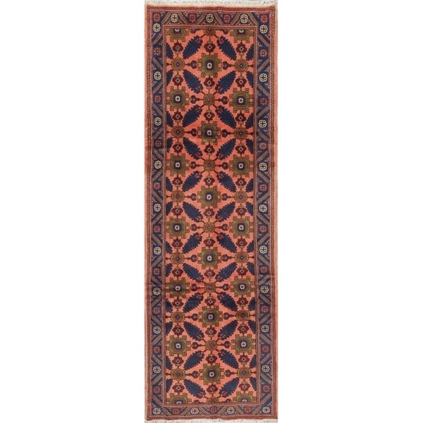 Sarouk Floral & Botanical Handmade Wool Persian Rug - 8'11" x 2'10" Runner