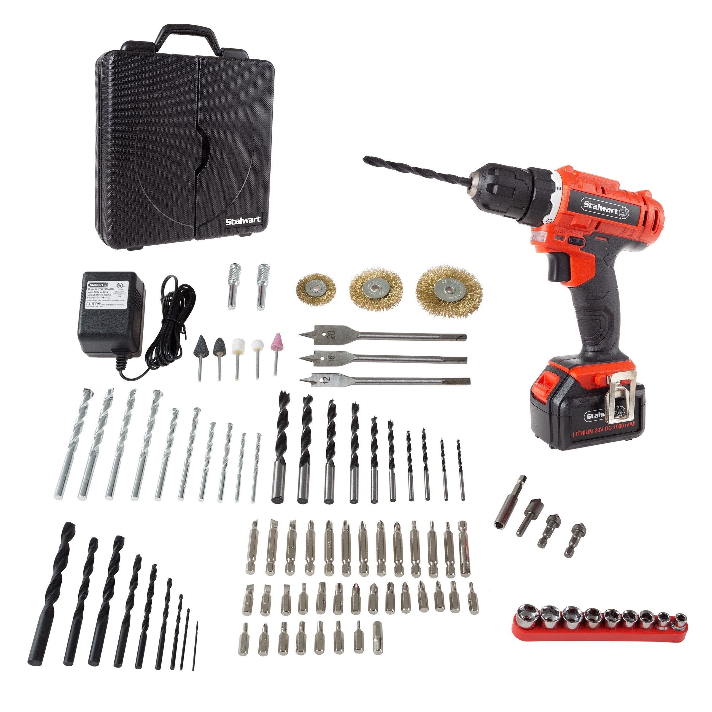 20V Cordless Drill with Rechargeable Battery and 89 Piece 
