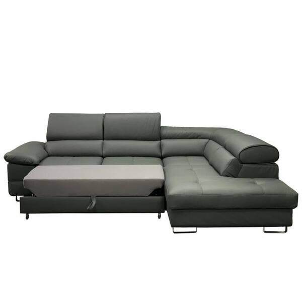 Shop Costa Leather Sectional Sleeper Sofa Right Corner