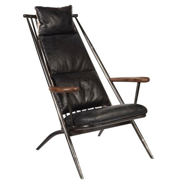 Isabel Distressed Black Mid-Century Modern Industrial Accent Chair - On
