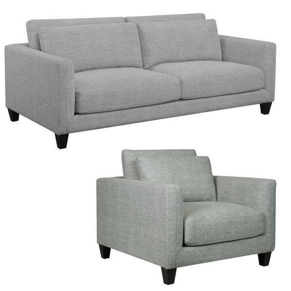 Brayden Light Gray Mid Century Modern Sofa and Chair