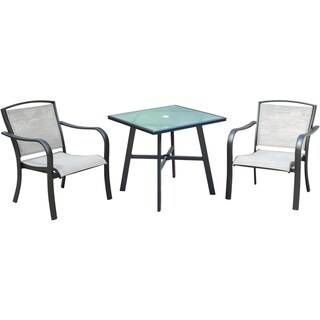 Hanover Foxhill 3-Piece Commercial-Grade Bistro Set with 2 Sling Dining ...