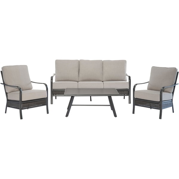 Hanover Oakmont 4 Piece Commercial Grade Patio Set With 2 Hanover Oakmont 4 Piece Commercial Grade Patio Set With 2 Aluminum Woven Club