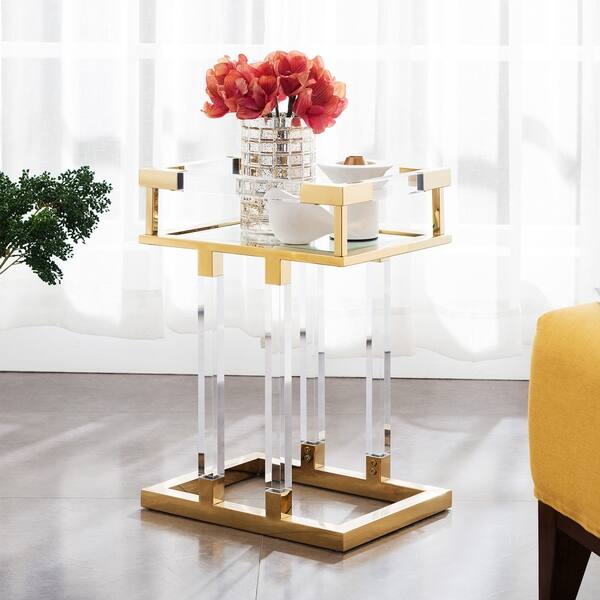 Shop Grafton Acrylic Side Table, Gold - On Sale - Free ...