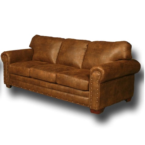 American Furniture Classics Model Buckskin Brown Leather-look Sofa