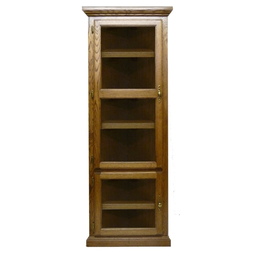 Traditional Wooden Corner Bookcase with Glass Doors