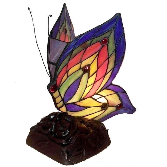 Warehouse of Tiffany Tiffany Style Yellow Butterfly Accent Lamp