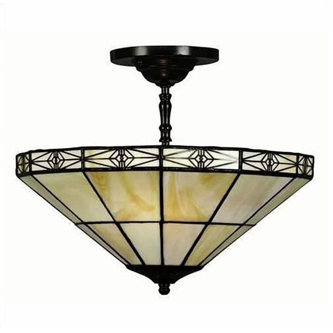 Tiffany-style Geometric Mission-style Hanging Lamp - Black
