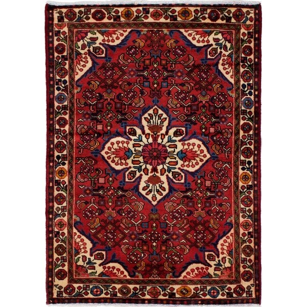 eCarpetGallery Hand-knotted Hamadan Red Wool Rug - 3'4 x 4'8