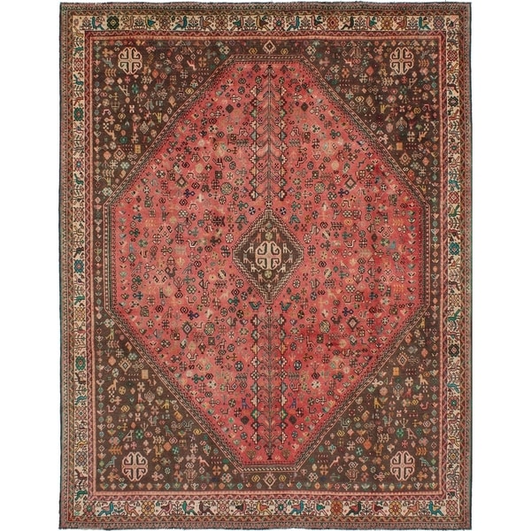 eCarpetGallery Hand-knotted Shiraz Light Red Wool Rug - 7'9 x 9'10