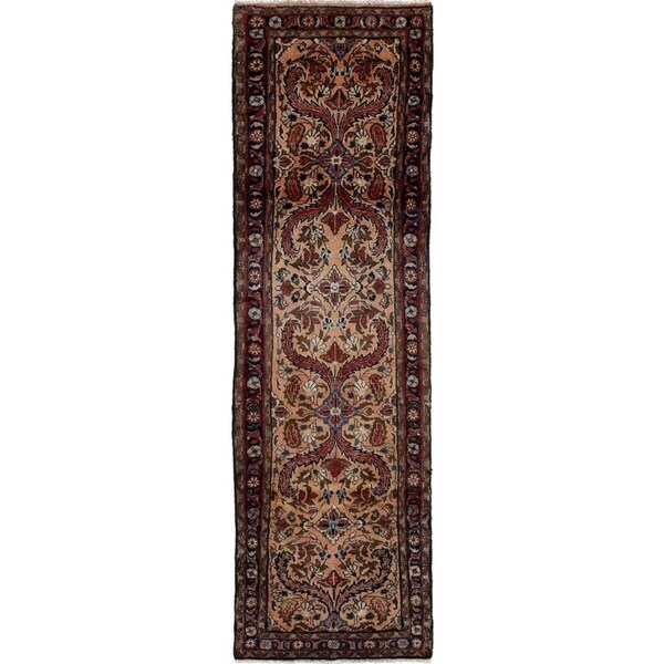 eCarpetGallery Hand-knotted Lilihan Cream, Salmon Wool Rug - 2'8 x 9'0