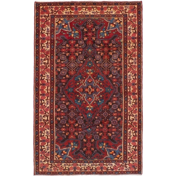 eCarpetGallery Hand-knotted Bakhtiar Dark Navy, Red Wool Rug - 4'4 x 7'1