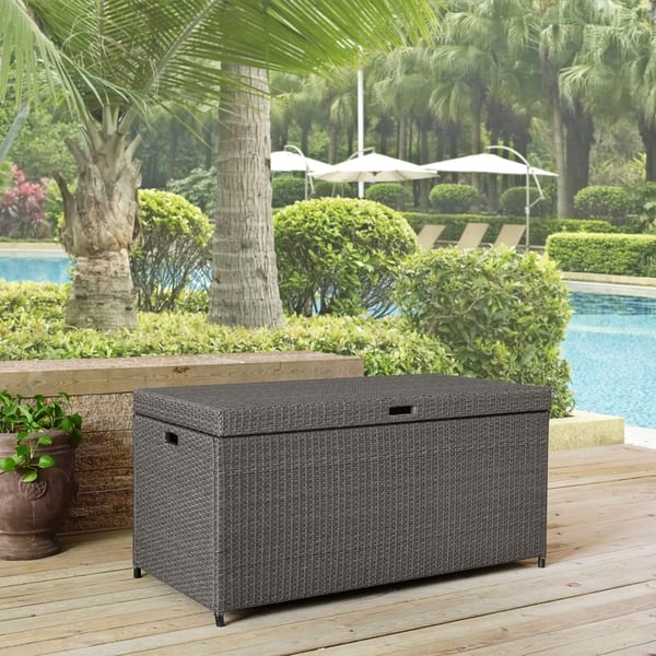 slide 1 of 5, Palm Harbor Outdoor Wicker Storage Bin