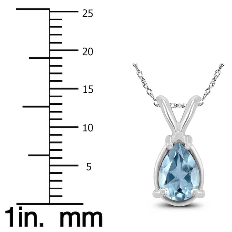 14K White Gold 5x3MM Pear Aquamarine Pendant