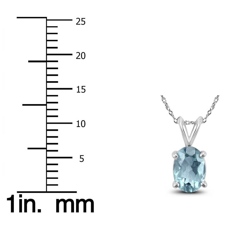 14K White Gold 5x3MM Oval Aquamarine Pendant