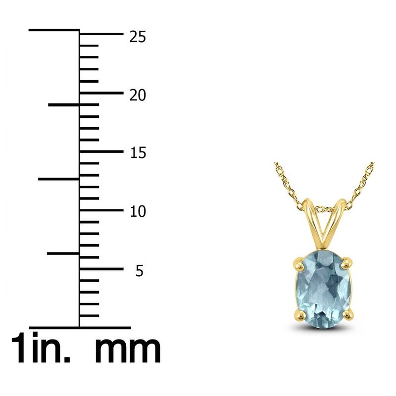 14K Yellow Gold 5x3MM Oval Aquamarine Pendant