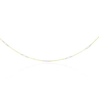 14k Two-Tone Gold Long Open Oval Station Chain Necklace