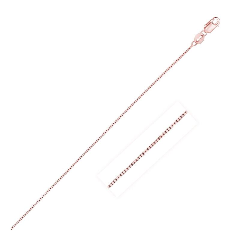 14k Solid Rose Gold Classic Box Chain Necklace 0.4mm