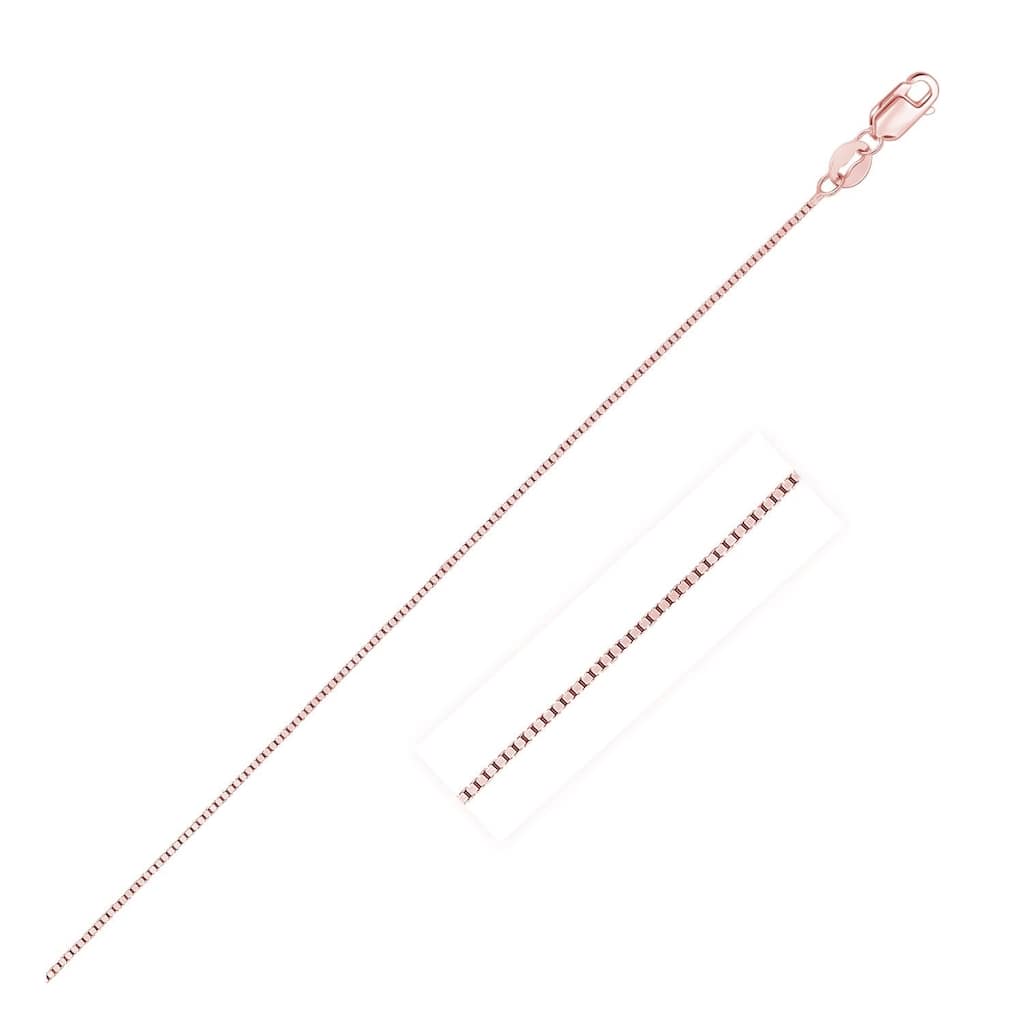 14k Solid Rose Gold Classic Box Chain Necklace 0.4mm