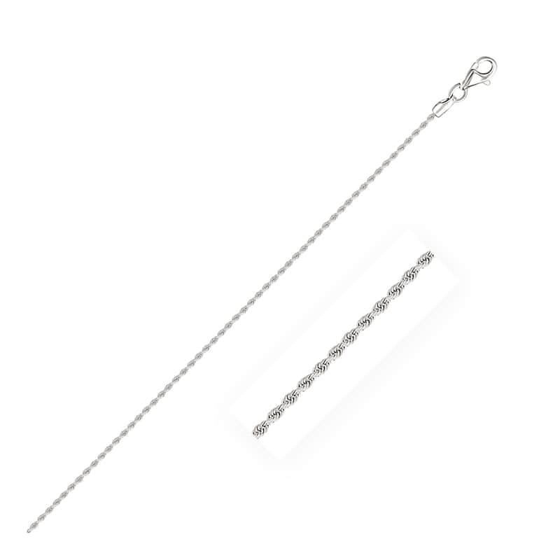 10k White Gold Solid Diamond Cut Rope Chain 1.5mm